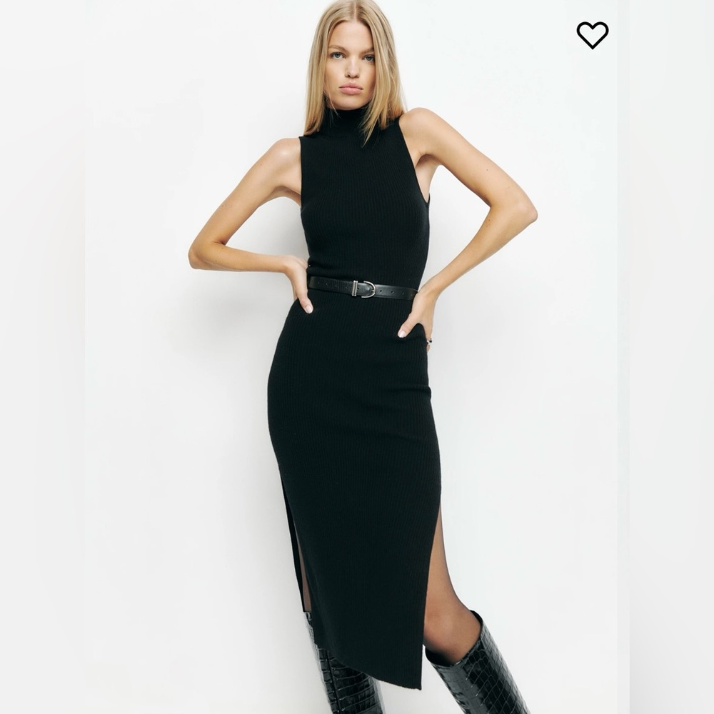 Reformation Ida Black Cashmere Dress